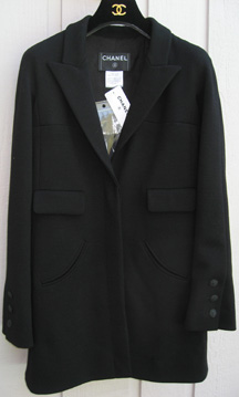 Chanel 07a black jersey long jacket
