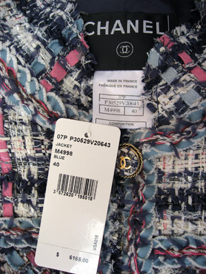 Chanel 07P denim fantasy tweed jacket tags