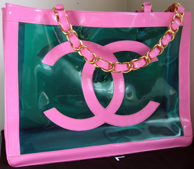 94p pink and green Chanel tote
