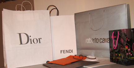 Dior Fendi Prada Cavalli Hermes Vuitton shopping bags