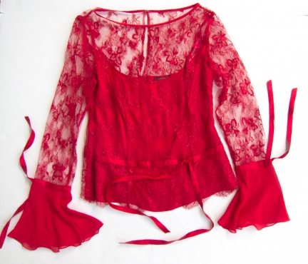 red Escada lace blouse
