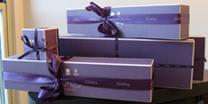 purple Asprey boxes ready for Christmas