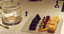 Rose flavored marshmallows (left) offered for dessert at Beige