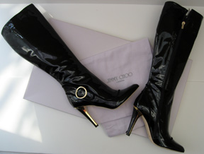 Jimmy Choo black patent leather boots