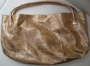 Devi Kroell large size Roman tote in coppery gold metallic python