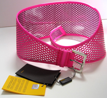 Another view of the hot pink Fendi perforated belt