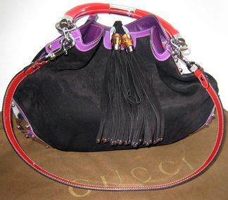 Gucci black suede Indy bag