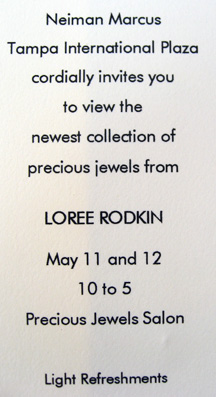 Loree Rodkin's trunk show invitation