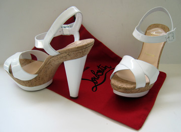 La Falaise white patent sandal by Louboutin