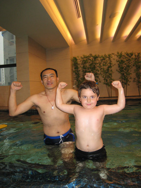 Lu and Liu Wei in the pool
