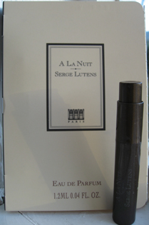 I was given this sample of A La Nuit for looking at Lutens makeup line at Harrods
