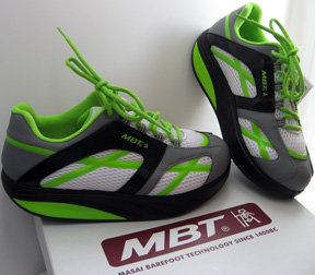MBT sneaker with fluorescent green accents