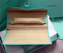 the inside of the Tiffany jewelry roll is lined in suede