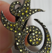 closeup of the VBH yellow diamond earrings